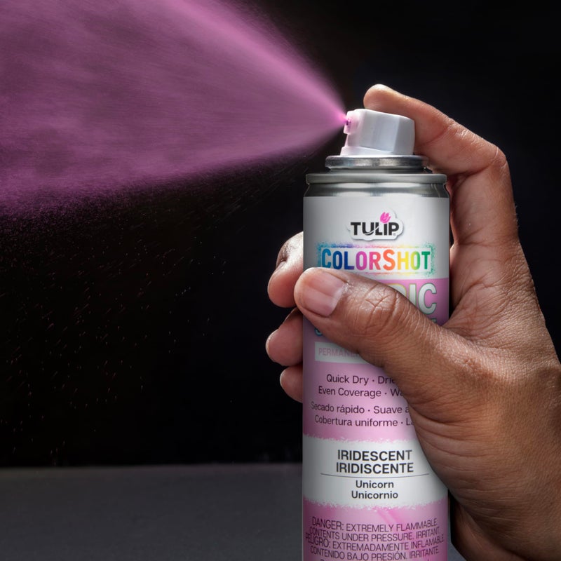 Tulip ColorShot Instant Fabric Spray Paint, Permanent Color Spray-On Fabric Paint, 3oz, Unicorn Iridescent Shimmer - Image 4